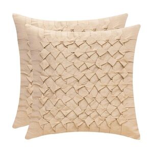 Elegant Tan Textured Throw Pillow Set
